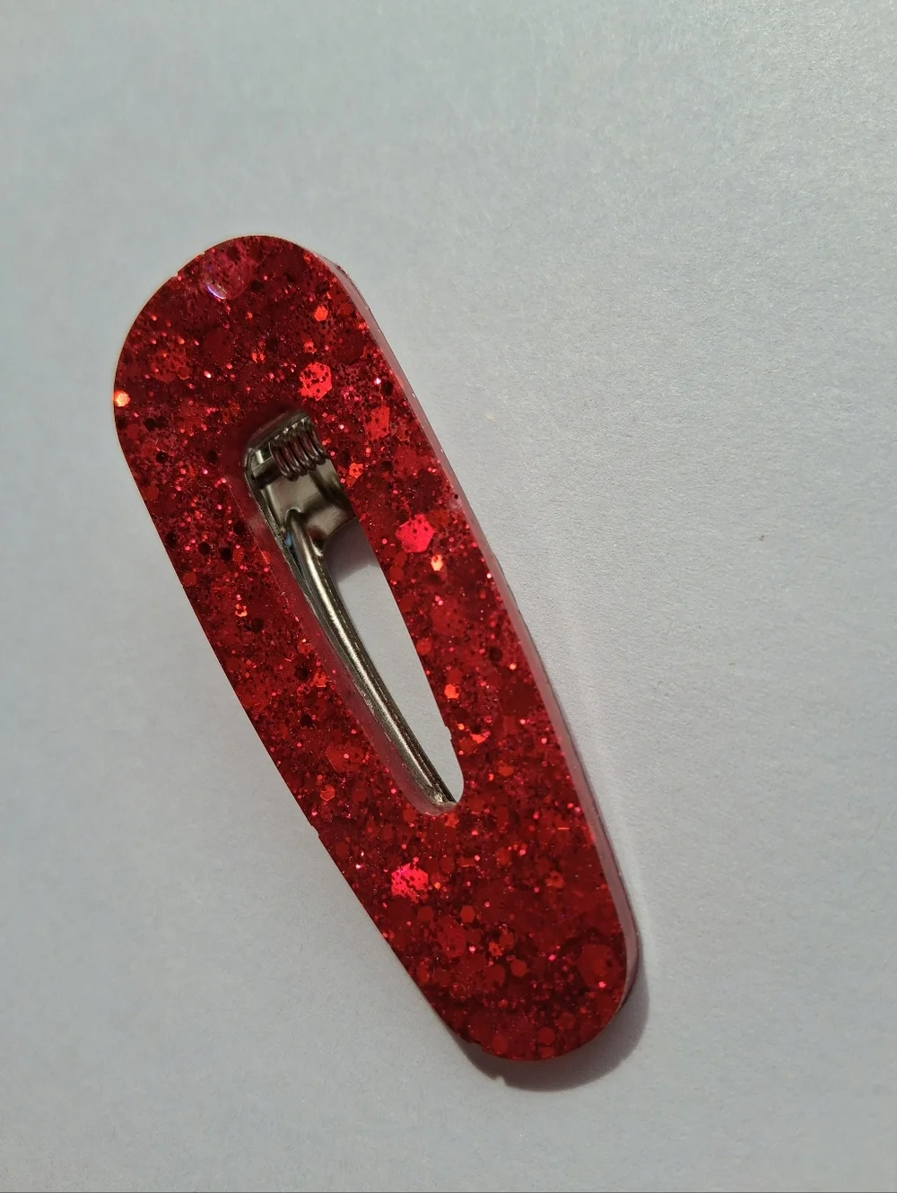 5/$25 Hand Crafted Red Glitter Snap Hair Clip
